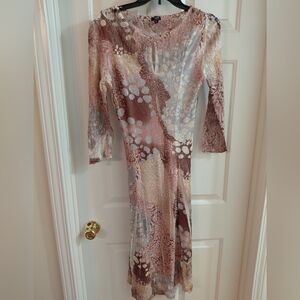 Komarov Floral Long Sleeve Dress in Shimmer and Cream